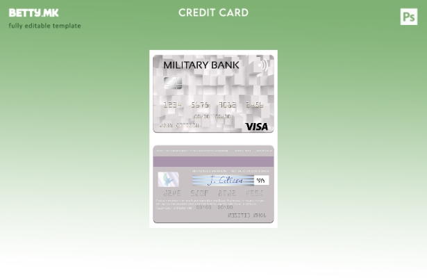 Шаблон за виза за картичка на австралиската воена банка во модерен стил